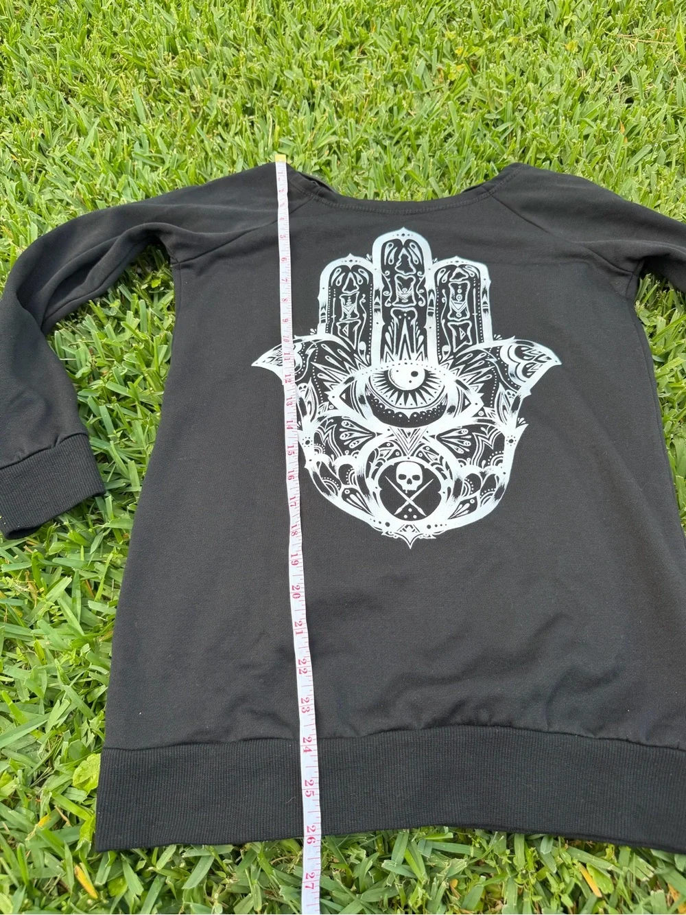Sullen Hamsa Hand Graphic Goth Pullover Sweater XS